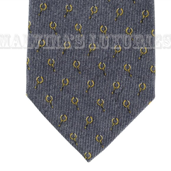 GUCCI TIE SIGNATURE LOGO HALF HORSEBIT PRINT SILK NWT - Picture 1 of 6